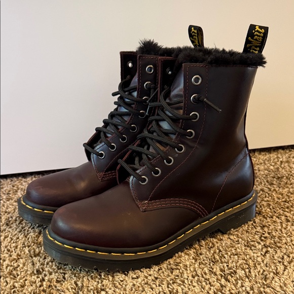 Dr. Martens Shoes - Dr. Martens Oxblood with Black Fur-Lined Boots